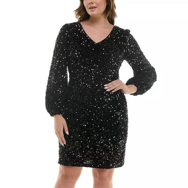 Womens Nanette Lepore Velvet Sequin Dress With Balloon Sleeve Product Image