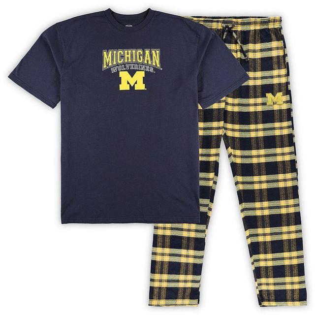 Mens Profile /Maize Michigan Wolverines Big & Tall 2-Pack T-Shirt & Flannel Pants Set Blue Product Image