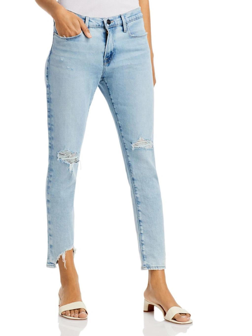 Le Garcon Cropped Distressed Boyfriend Jeans In Multi Product Image