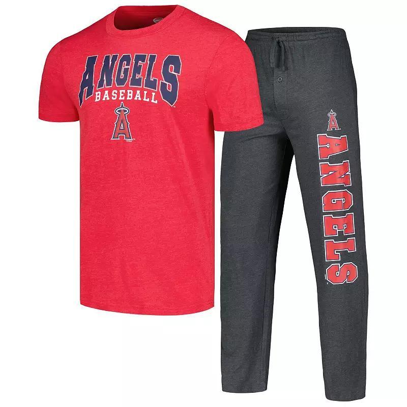 Mens Concepts Sport Charcoal/Red Los Angeles Angels Meter T-Shirt & Pants Sleep Set Product Image