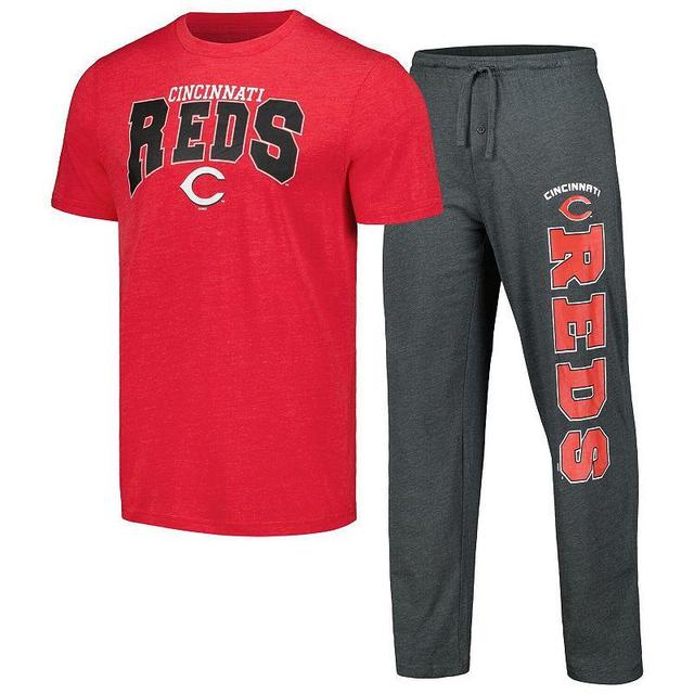 Mens Concepts Sport Charcoal/Red Cincinnati Reds Meter T-Shirt & Pants Sleep Set Product Image