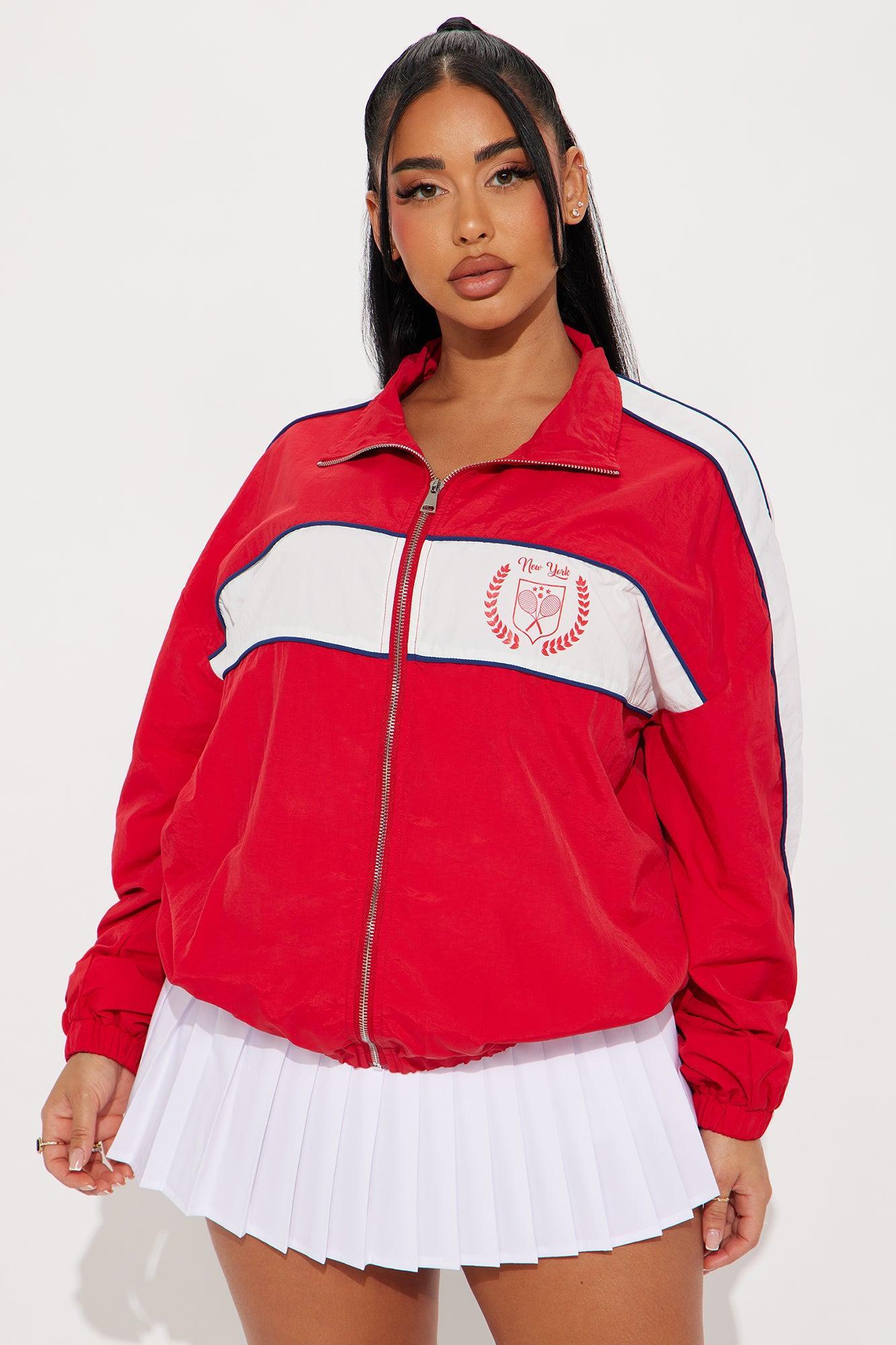 Brooklyn Sporty Oversized Windbreaker - Red/combo Product Image