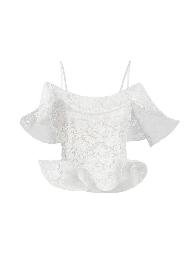 Womens Gardenia Lace Peplum Blouse Product Image