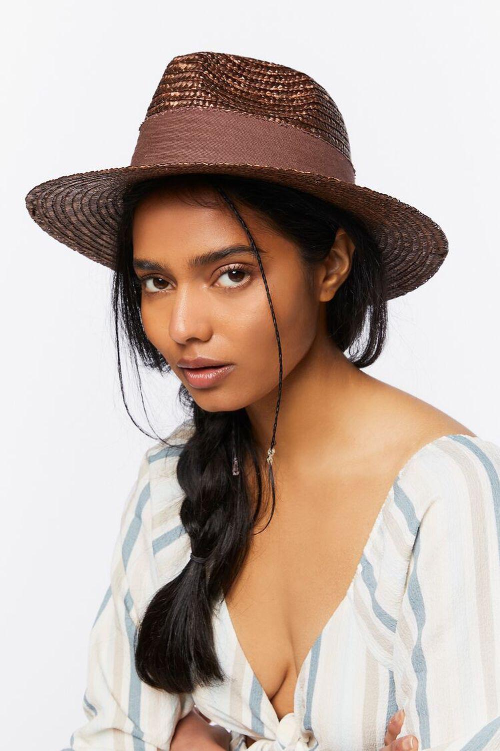 Ribbon-Trim Straw Fedora | Forever 21 Product Image