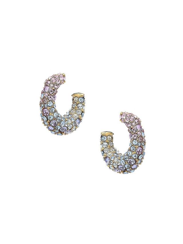 Womens Paradise Goldtone & Glass Crystal Small Hoop Earrings Product Image