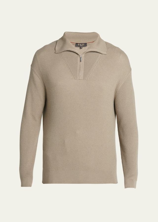 Mens Akan Cashmere-Silk Ribbed Quarter-Zip Sweater Product Image