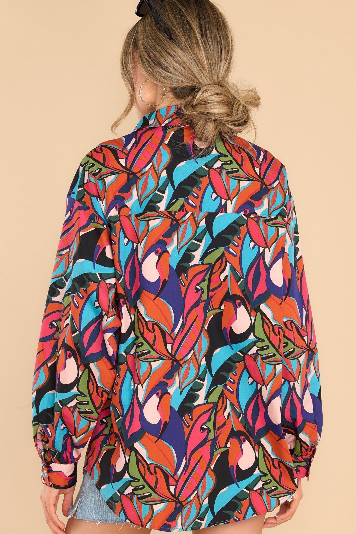 Palms Away Loving Thoughts Blue Multi Print Top Product Image