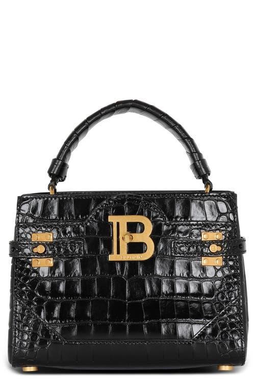 Balmain B-Buzz 23 Croc Embossed Leather Top Handle Bag Product Image