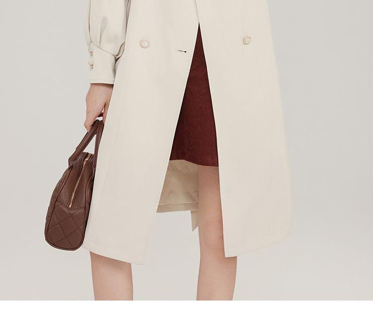 Plain Double-Breasted Trench Coat Product Image