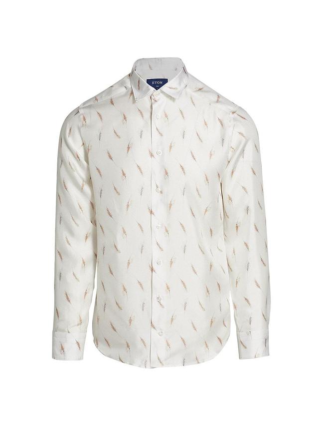 Mens Slim-Fit Printed Silk Shirt Product Image