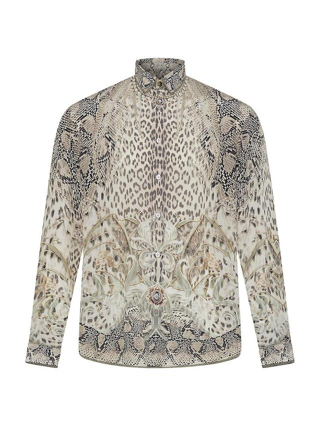 Mens Animal-Print Silk Button-Front Shirt Product Image