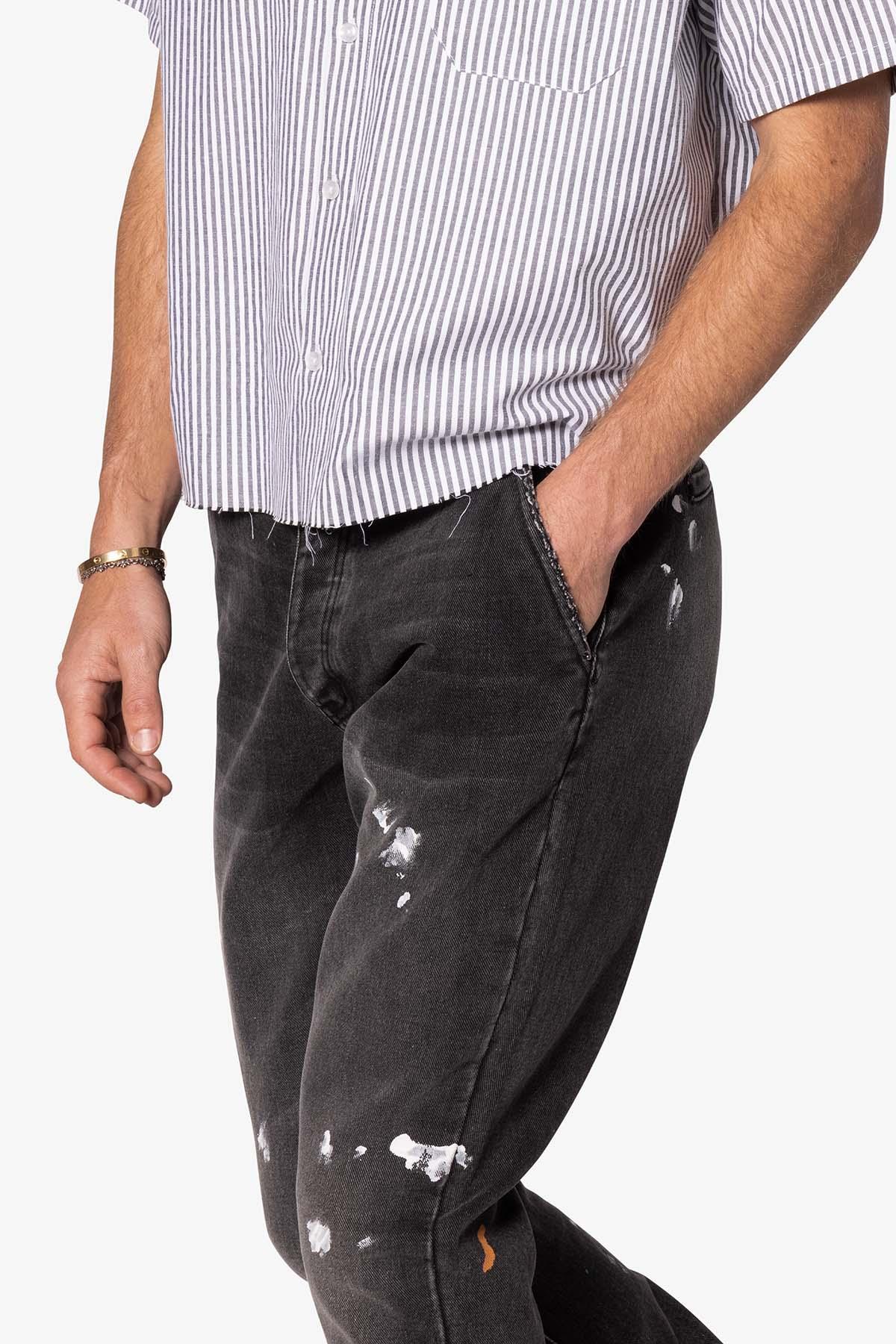 B679 Worn In Painted Pants - Washed Black Product Image