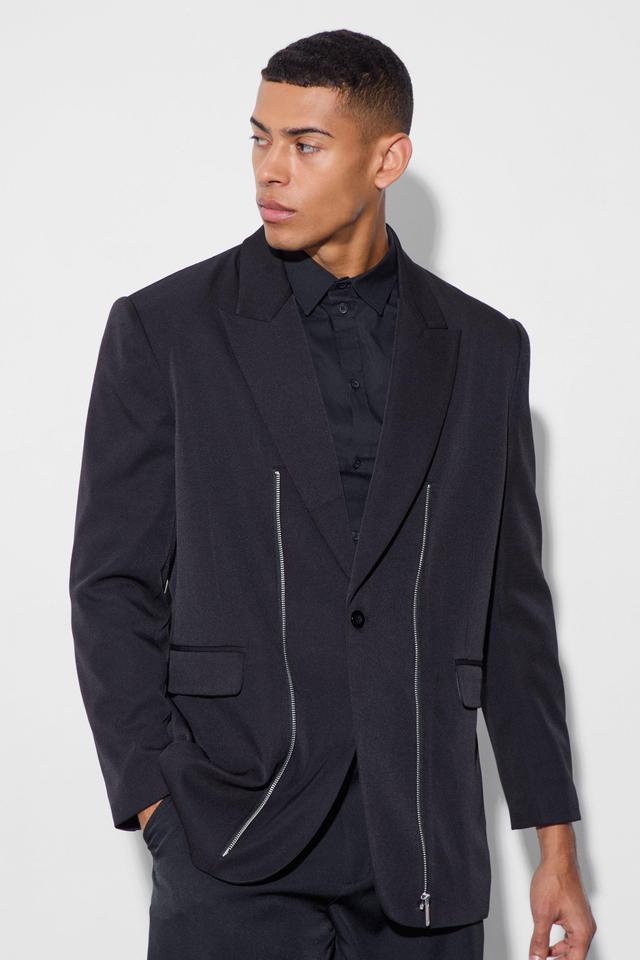 Zip Front Detail Blazer | boohooMAN USA Product Image