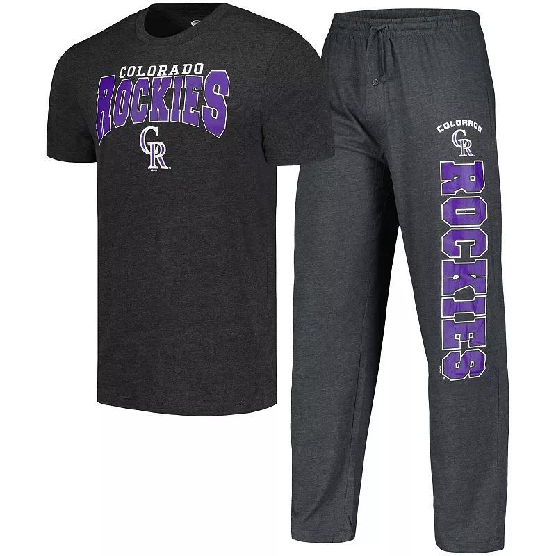 Mens Concepts Sport Charcoal/Black Colorado Rockies Meter T-Shirt & Pants Sleep Set Product Image