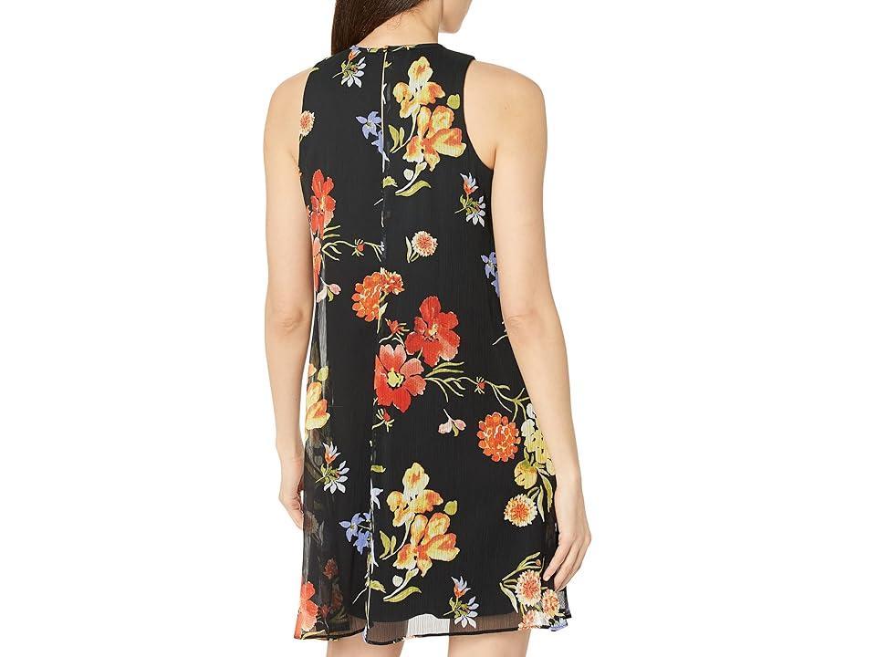 Calvin Klein Chiffon Print Sleeveless Shift Dress (Golden Multi) Women's Dress Product Image