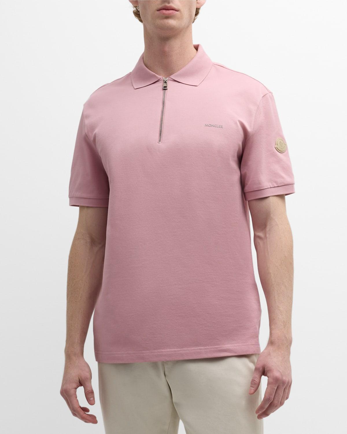 Mens Embossed Logo Zip Polo Shirt Product Image