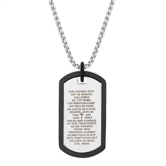 1913 Mens Two Tone Stainless Steel Dog Tag Pendant Necklace with Lords Prayer Multicolor Product Image