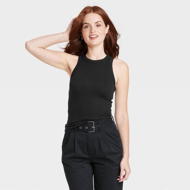 Womens Ribbed Tank Top - A New Day Black XL Product Image