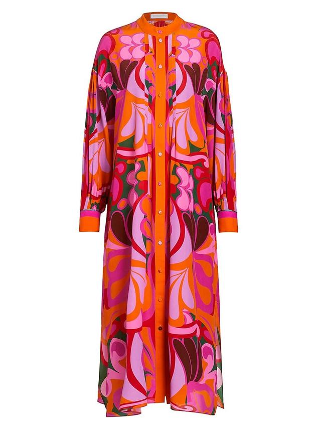 Womens Camila Belted Floral Cotton Crepe Maxi Shirtdress Product Image