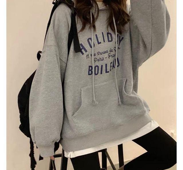 Lettering Oversized Hoodie Product Image