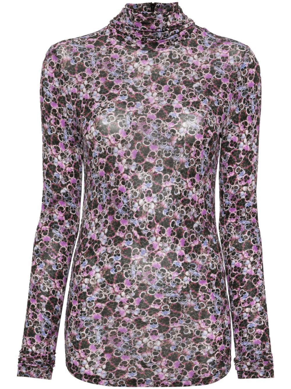 ISABEL MARANT Multicolour Joyela Pansy Jersey Top In Purple Product Image