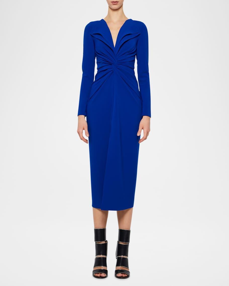 Twisted Long-Sleeve Midi Dress Product Image