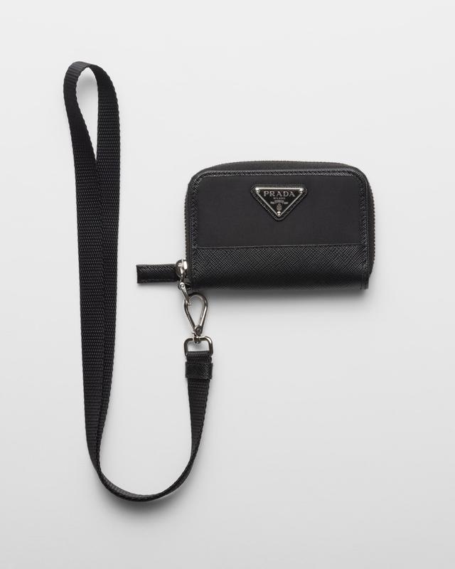 Re-Nylon and Saffiano leather coin purse Product Image