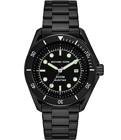 Michael Kors Mens Maritime Three-Hand Black Stainless Steel Watch 42mm - Black Product Image