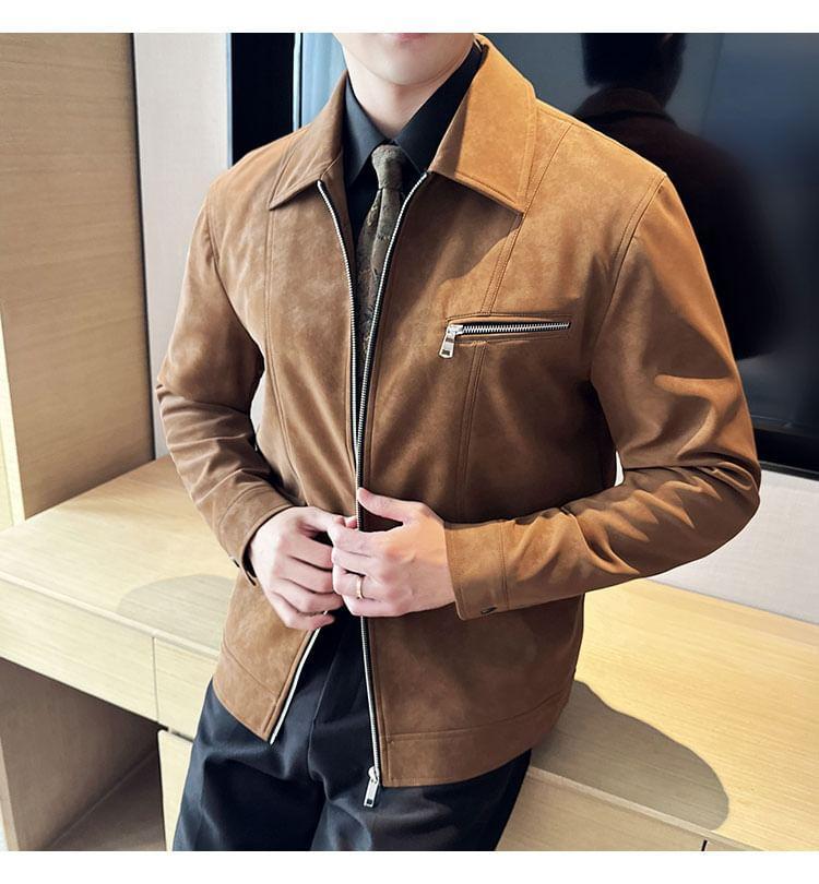 Faux Suede Zip Jacket Product Image