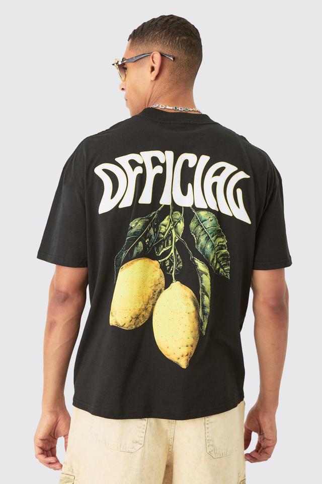 Mens Black Oversized Official Lemon Graphic T-shirt, Black Product Image