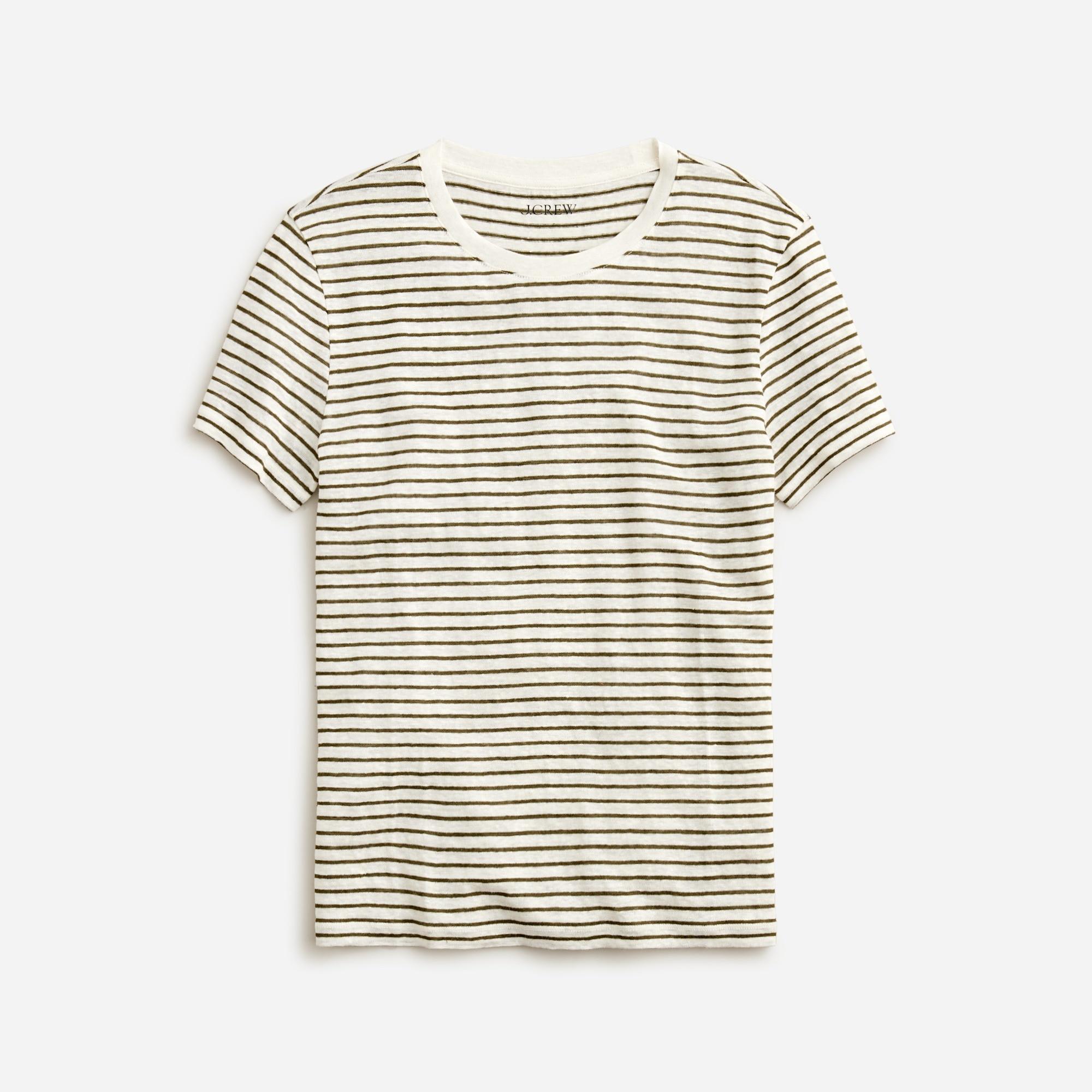 Relaxed linen T-shirt in stripe Product Image