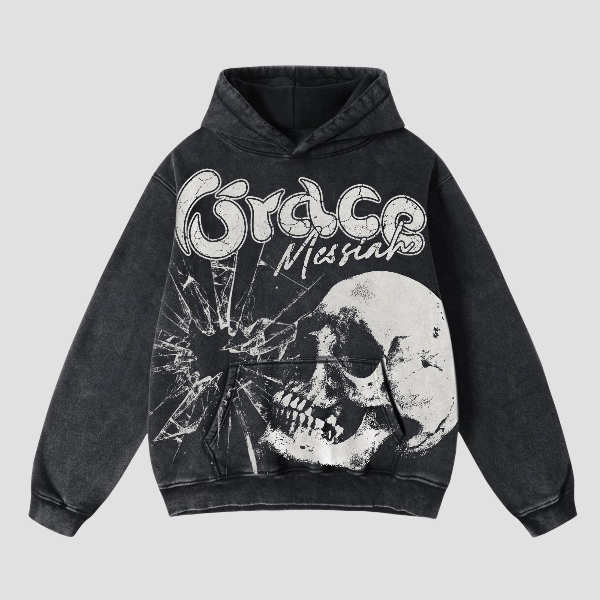 Grace Broken Skull Graphics Hooded Sweatshirt Product Image