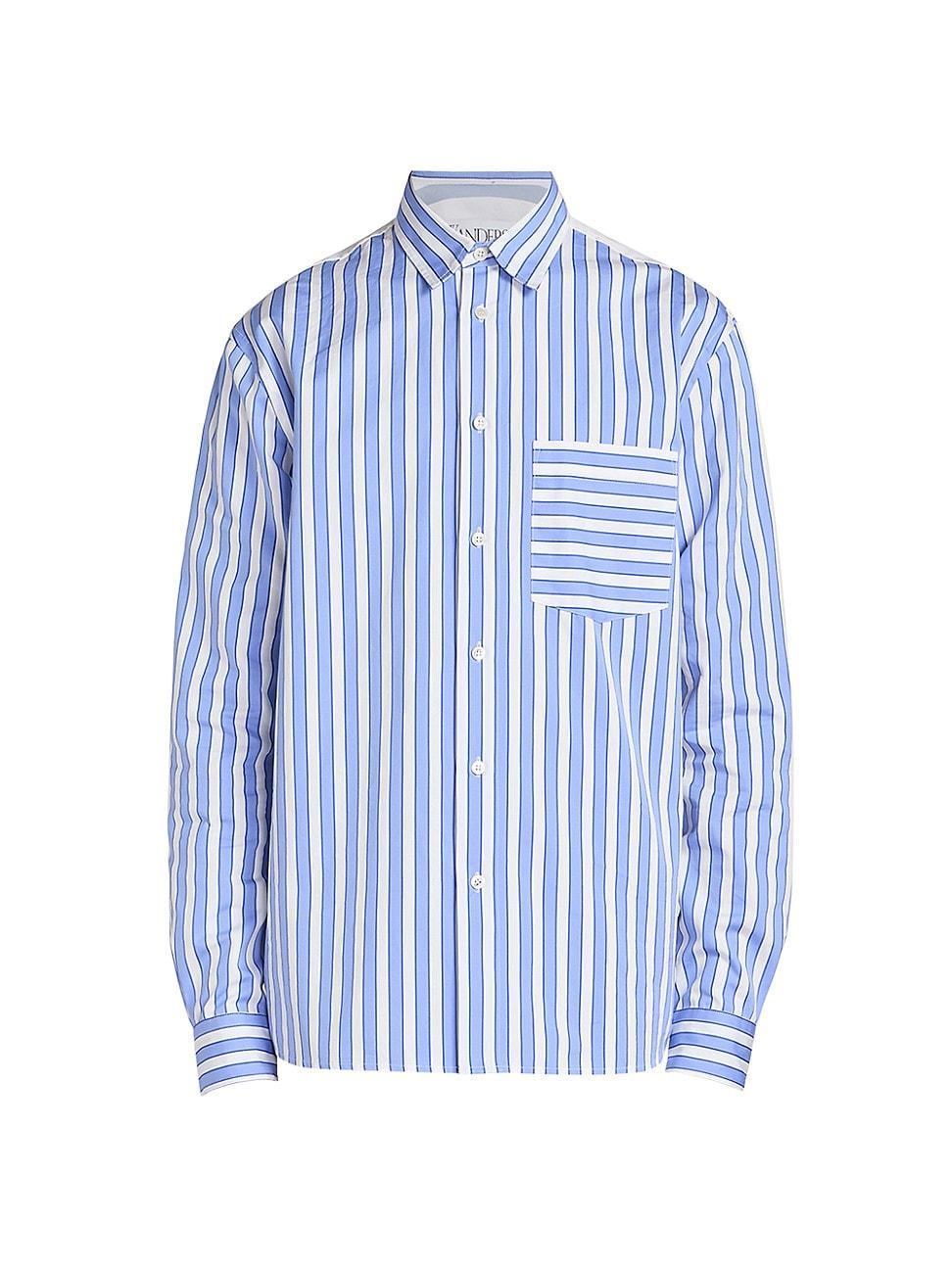 JW Anderson Classic Fit Stripe Patchwork Button-Up Shirt Product Image