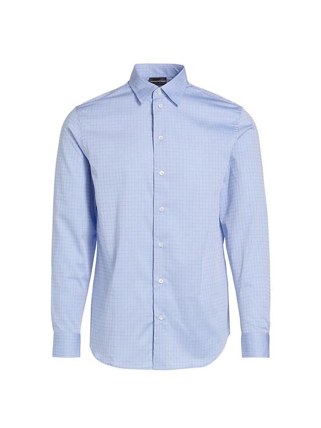 Mens Checked Seersucker Cotton Button-Front Shirt Product Image