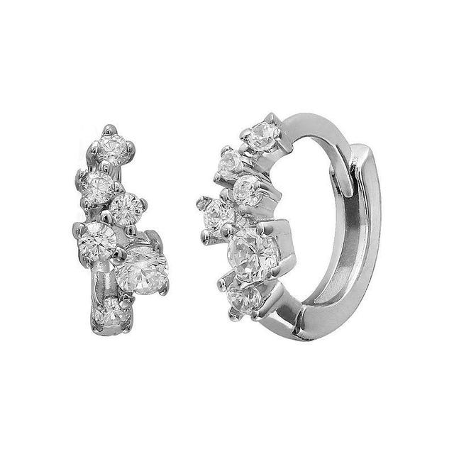 Womens PRIMROSE Sterling Silver Cubic Zirconia Cluster Polished Hoop Earrings Silver Tone Product Image