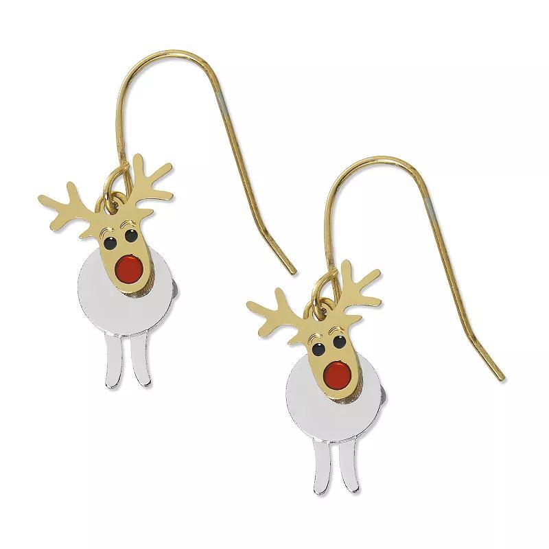 Celebrate Together Two Tone Reindeer Drop Earrings, Womens, Multi Product Image