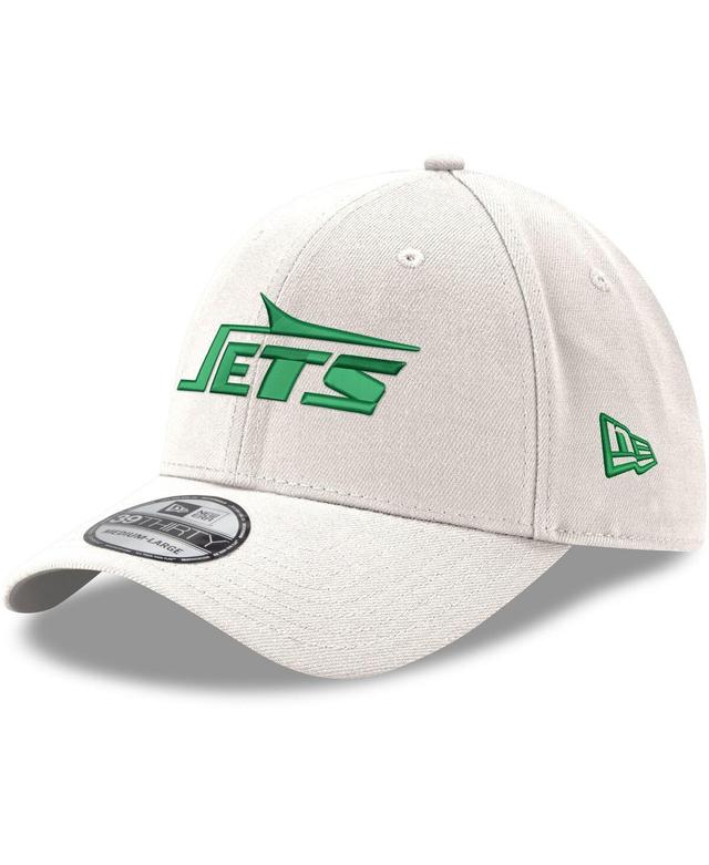 Mens New Era White New York Jets Throwback Wordmark Iced II 39THIRTY Flex Hat Product Image