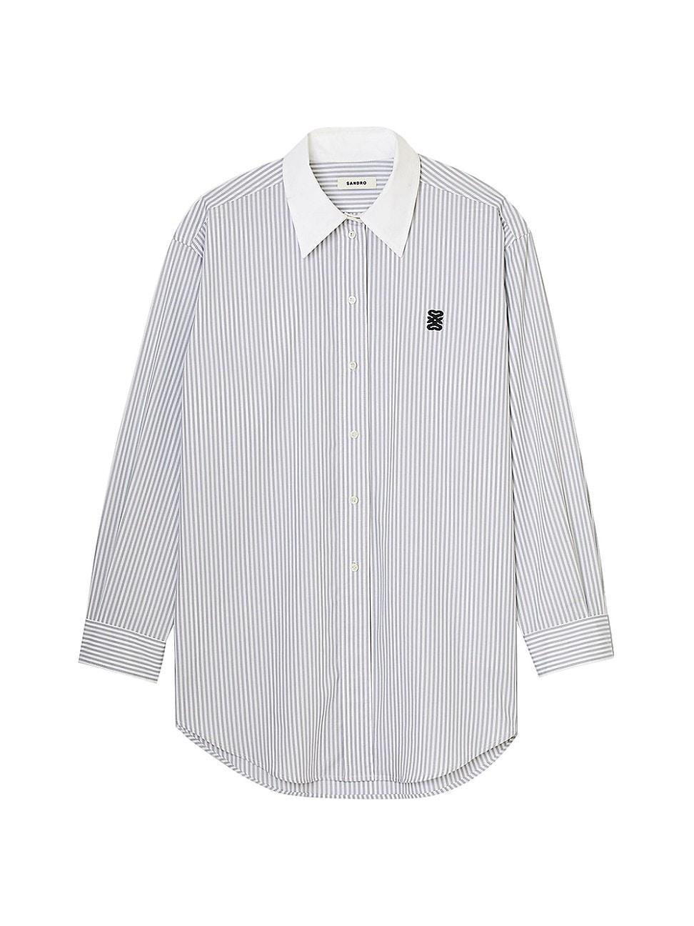 sandro Oversize Stripe Button-Up Shirt Product Image