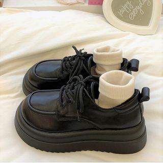 Plain Platform Lace-Up Shoes Product Image