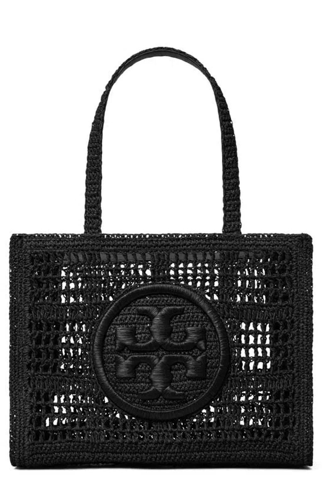 TORY BURCH Ella Small Hand Crochet Tote In Black Product Image