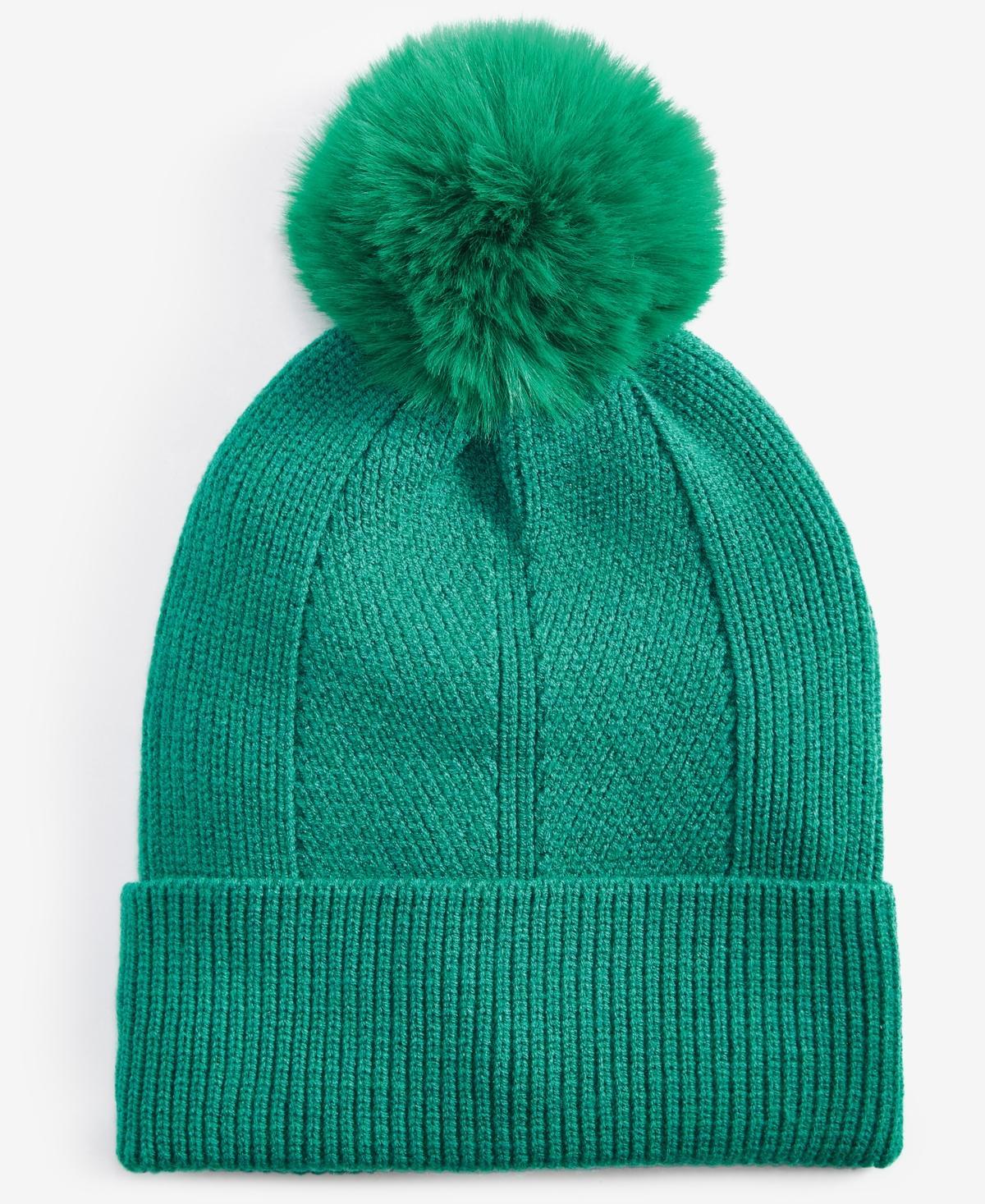 On 34th Womens Multi-Stitch Faux-Fur Pom Pom Beanie, Created for Macys Product Image