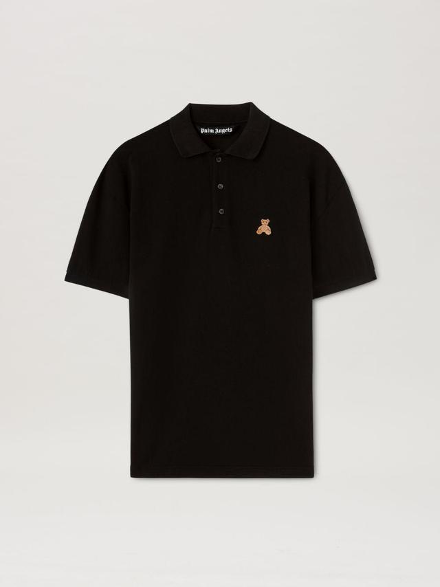 Bear in Mind Polo T-Shirt in black  - Palm Angels® Official  Product Image