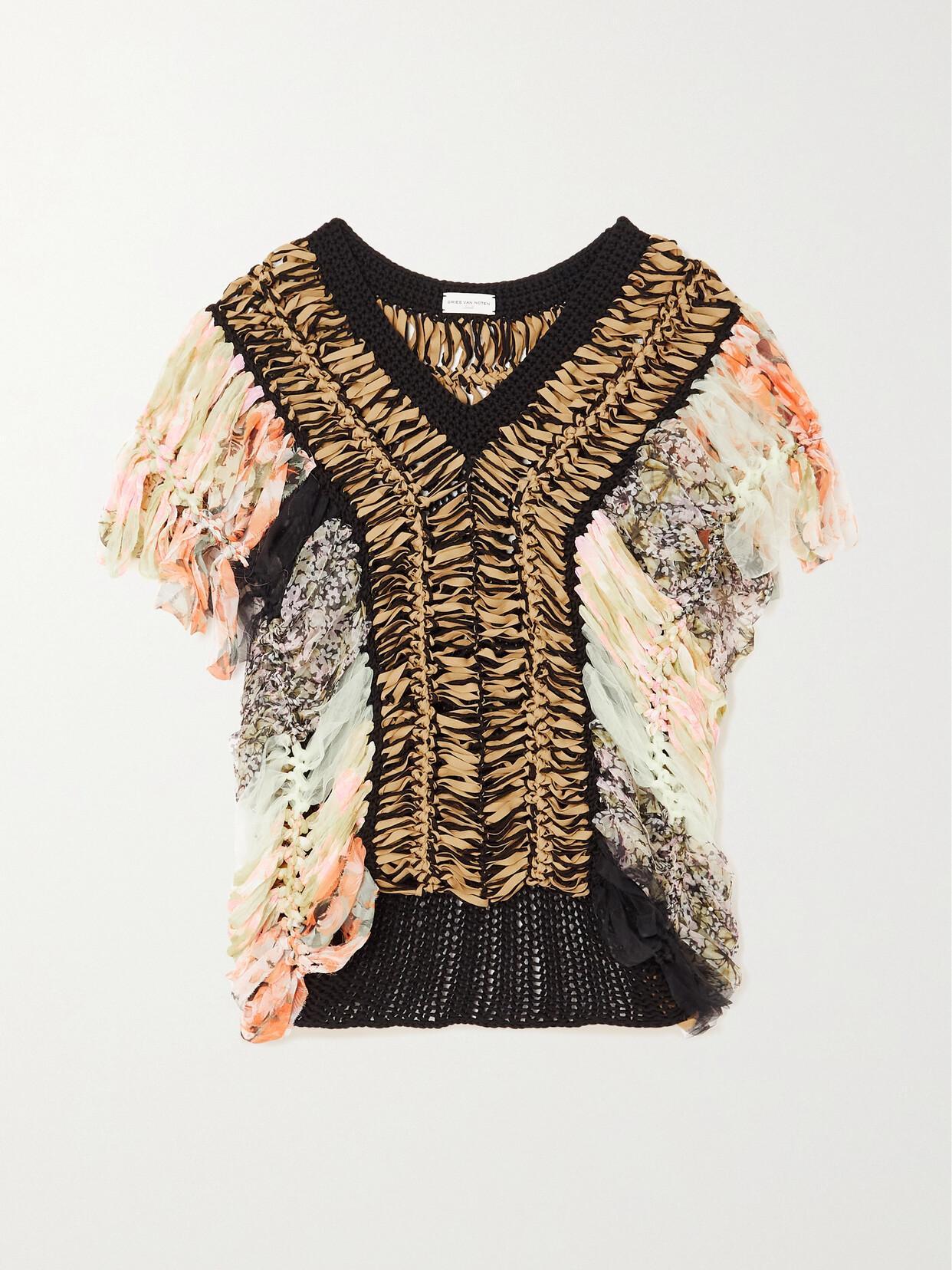 DRIES VAN NOTEN Taffy V-neck Crochet Top In Multicolor Product Image