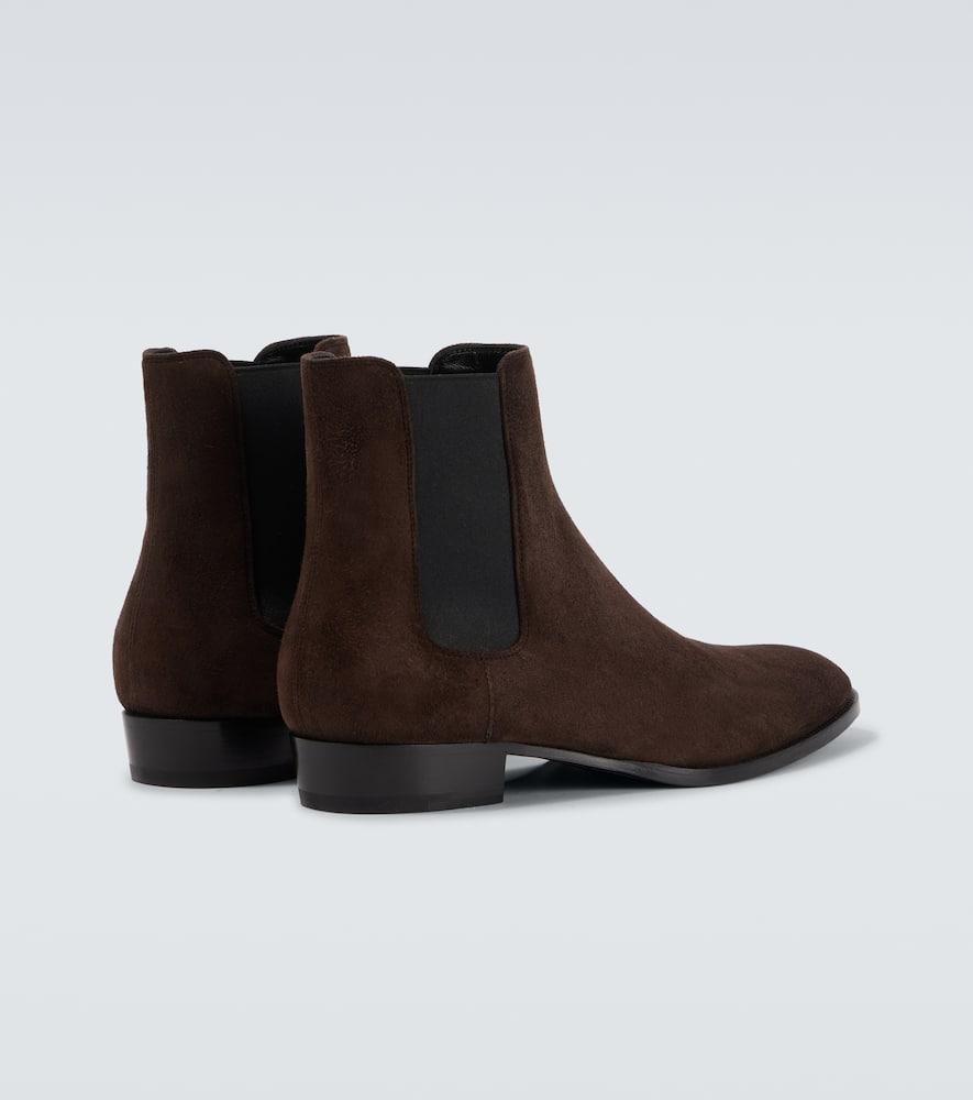 SAINT LAURENT Brown Brown Wyatt Suede Chelsea Boots Product Image