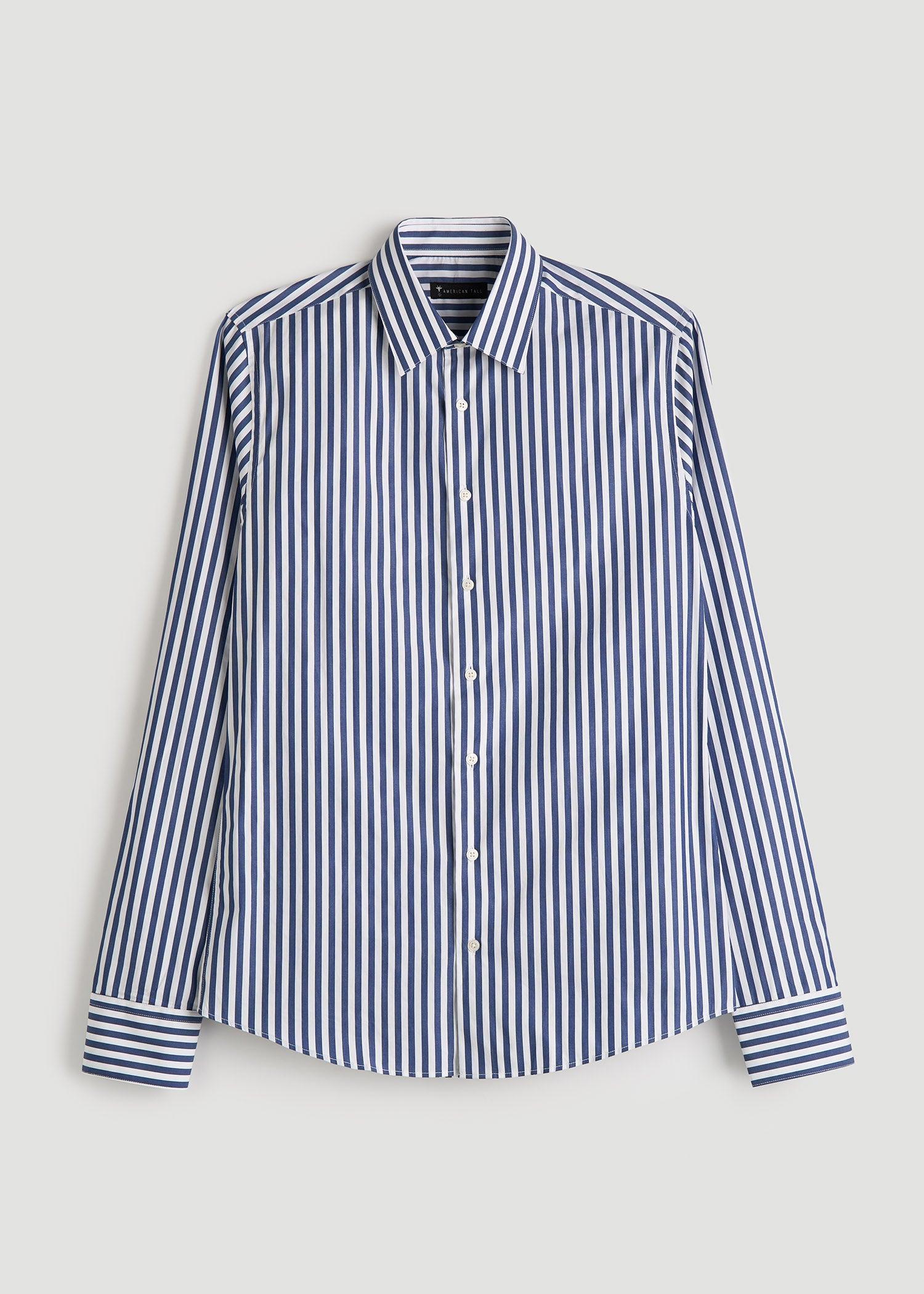 Premium Dress Shirt for Tall Men in Bold Blue Stripe Male Product Image