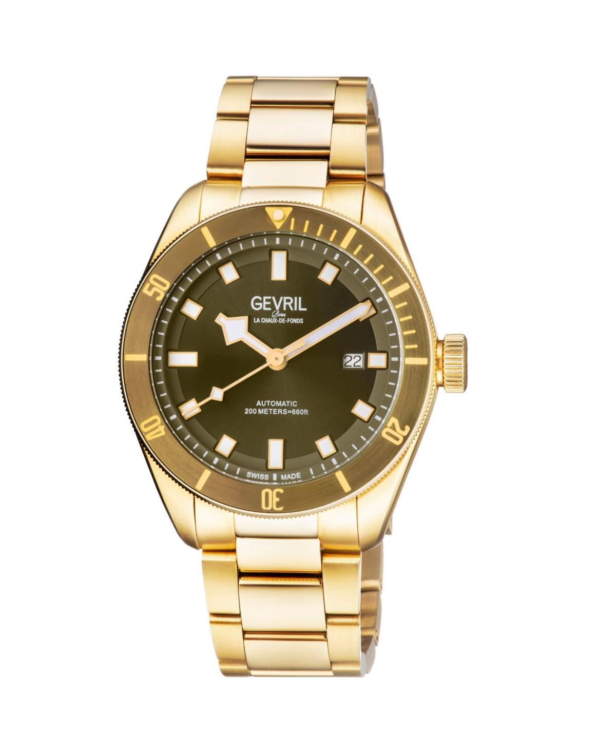 Gevril Mens Yorkville 48605 Swiss Automatic Bracelet Watch 45mm - Gold Product Image