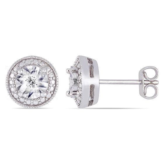 Men's 1/20 CT. T.w. Diamond Beaded Frame Vintage-Style Stud Earrings in Sterling Silver Product Image