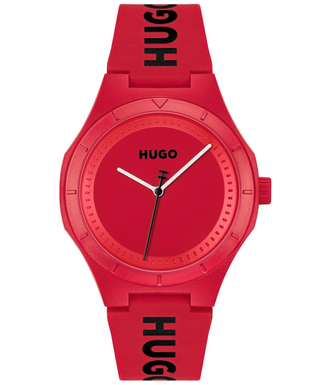 Hugo Boss Mens Lit for Him Quartz Red Silicone Watch 42mm - Red Silicone Product Image