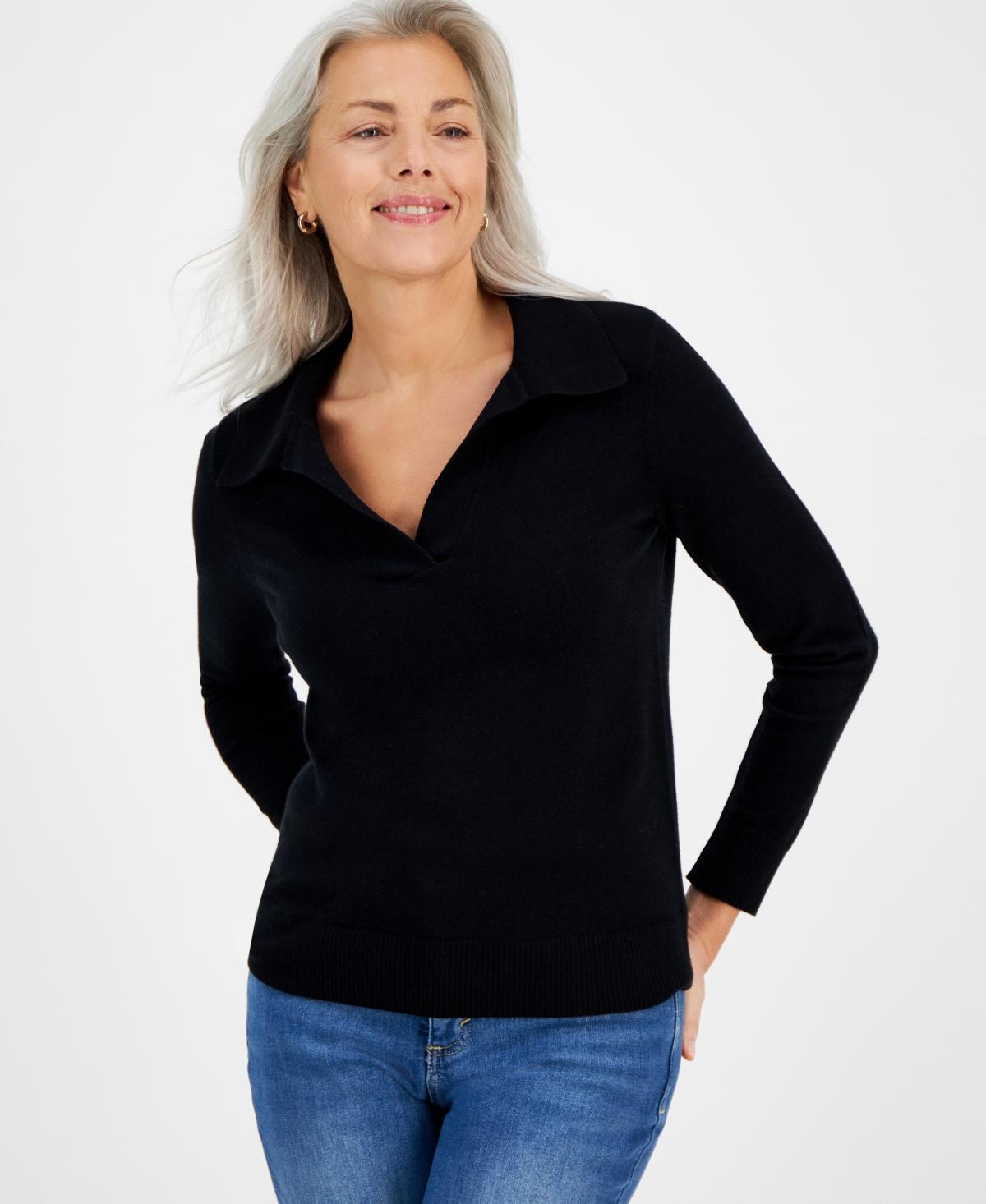 Style & Co Womens Johnny-Collar Long-Sleeve Sweater, Created for Macys Product Image