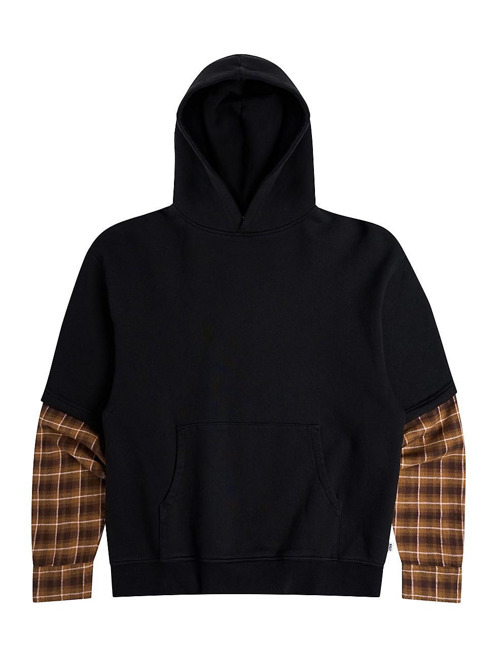 Mens Flannel Layered Hoodie Product Image